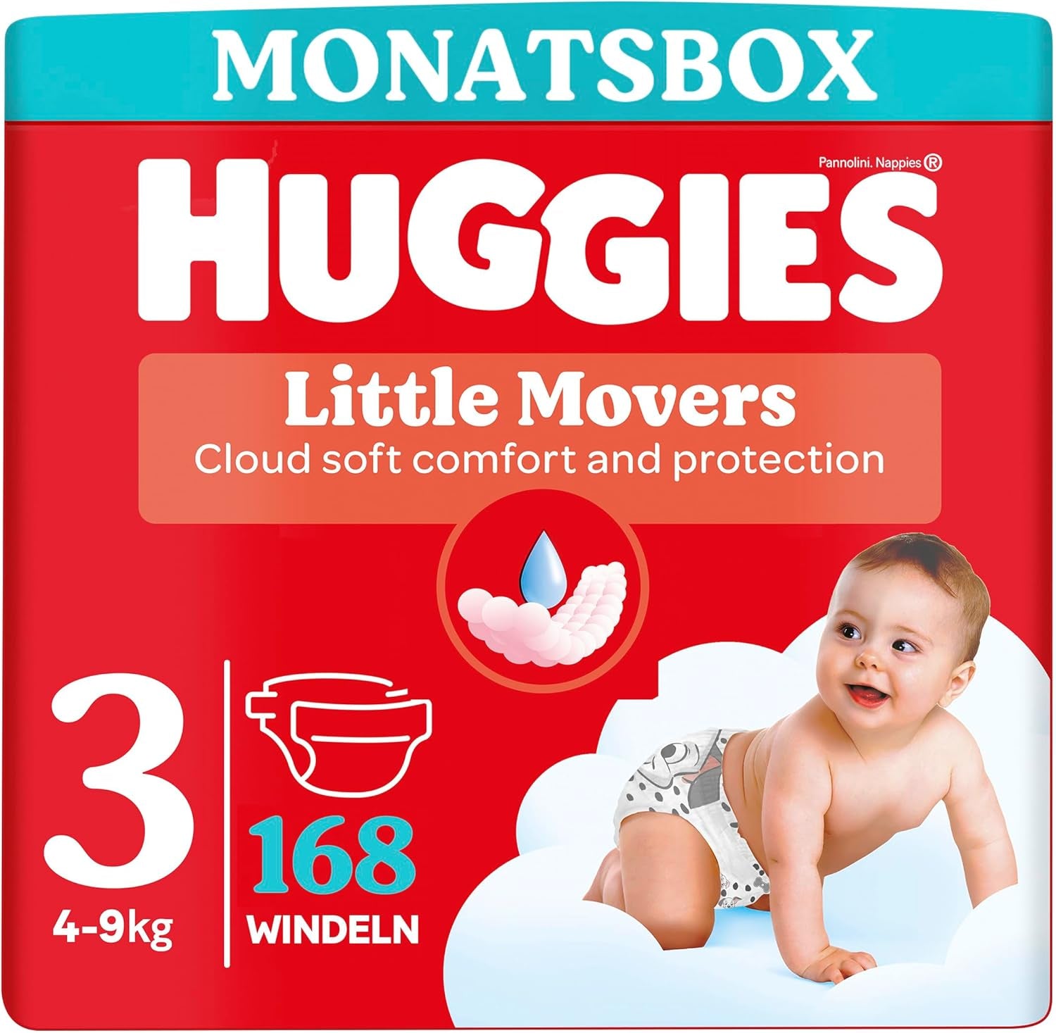 Huggies Pañales para bebé Little Movers, diseño de Disney, tamaño 3, 168 unidades (3 x 56), caja mensual