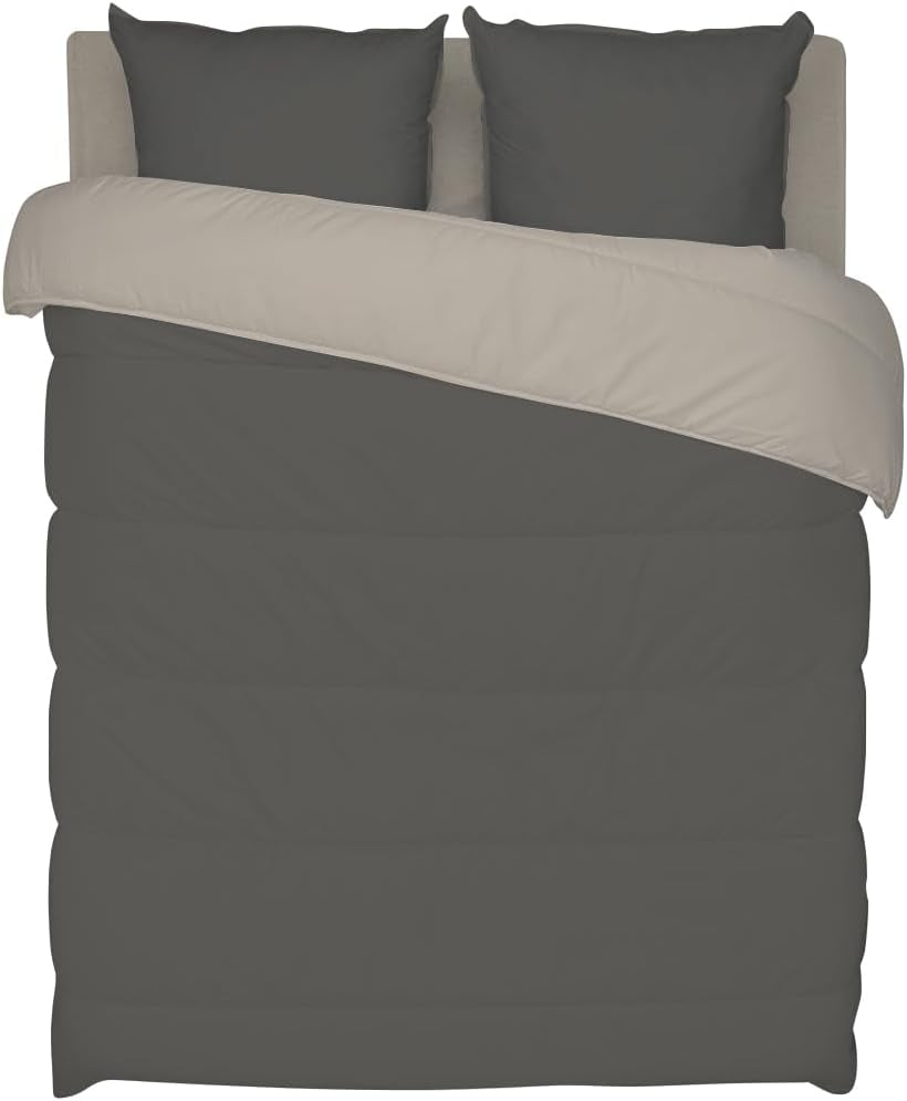 Bleu Câlin edredón reversible bicolor para 2 personas, microfibra, burdeos/pimienta, 220X240 cm Edredones y colchas Naty Shop Grafito/arcilla refractaria 140 X 200 Cm