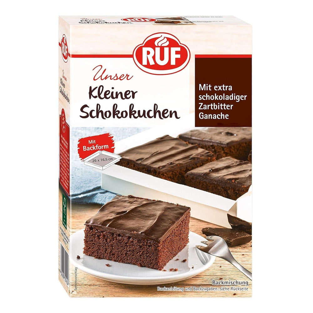 RUF Kleiner Himbeer-Schokokuchen, Mini-Kuchen Mit Feiner Puddingcreme, Himbeeren Und Weißen Schokoraspeln, Inkl. Backform, 1X252G Mezcla para hornear y cocinar Naty Shop 270 G (1Er Pack) Schokokuchen