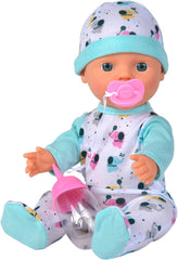 New Born Baby Little Elephant, păpușă din vinil cu funcție de băut și hrănit, biberon și suzetă, 30 cm, de la 2 ani Papusi Naty Shop
