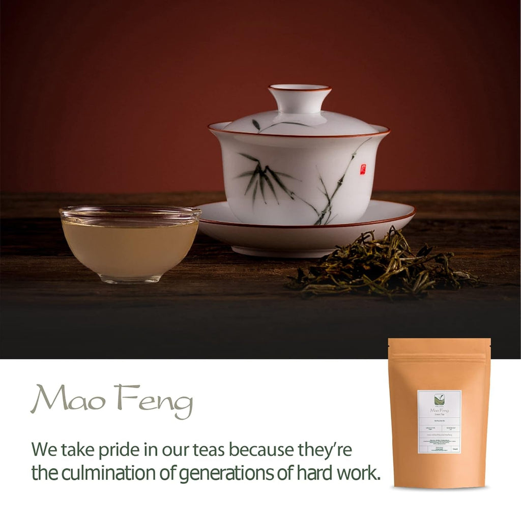 Ceai verde Mao Feng Huangshan - Ceai chinezesc renumit din Huang Shang - Maofeng Yellow Mountains Frunze de ceai verde China Ceai Mao Feng Ceai verde organic Ceai verde chinezesc Ceai verde