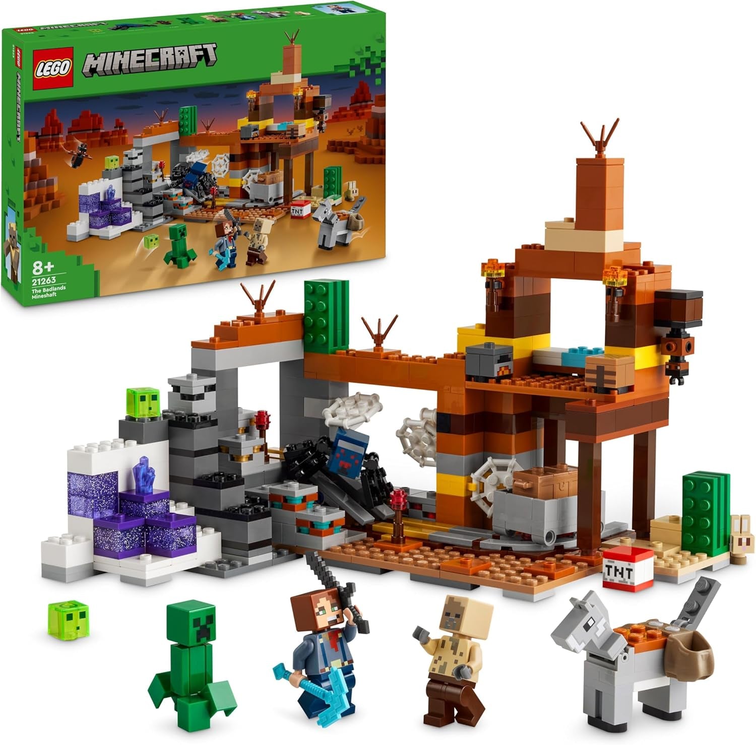 LEGO Minecraft Badlands Mine Videojuego Juego de juguetes de minería para niños y niñas a partir de 8 años Divertido juego de aventuras con ladrillos de construcción Regalo de cumpleaños 21263 Juegos de construcción Besuche den LEGO-Store Default Title