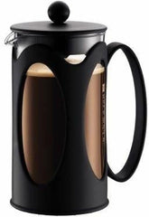 Cafetieră Bodum Kenya - 1L / 8 căni - Presă franceză manuală din sticlă borosilicată și oțel inoxidabil - Se poate spăla în mașina de spălat vase - Fabricată în Portugalia