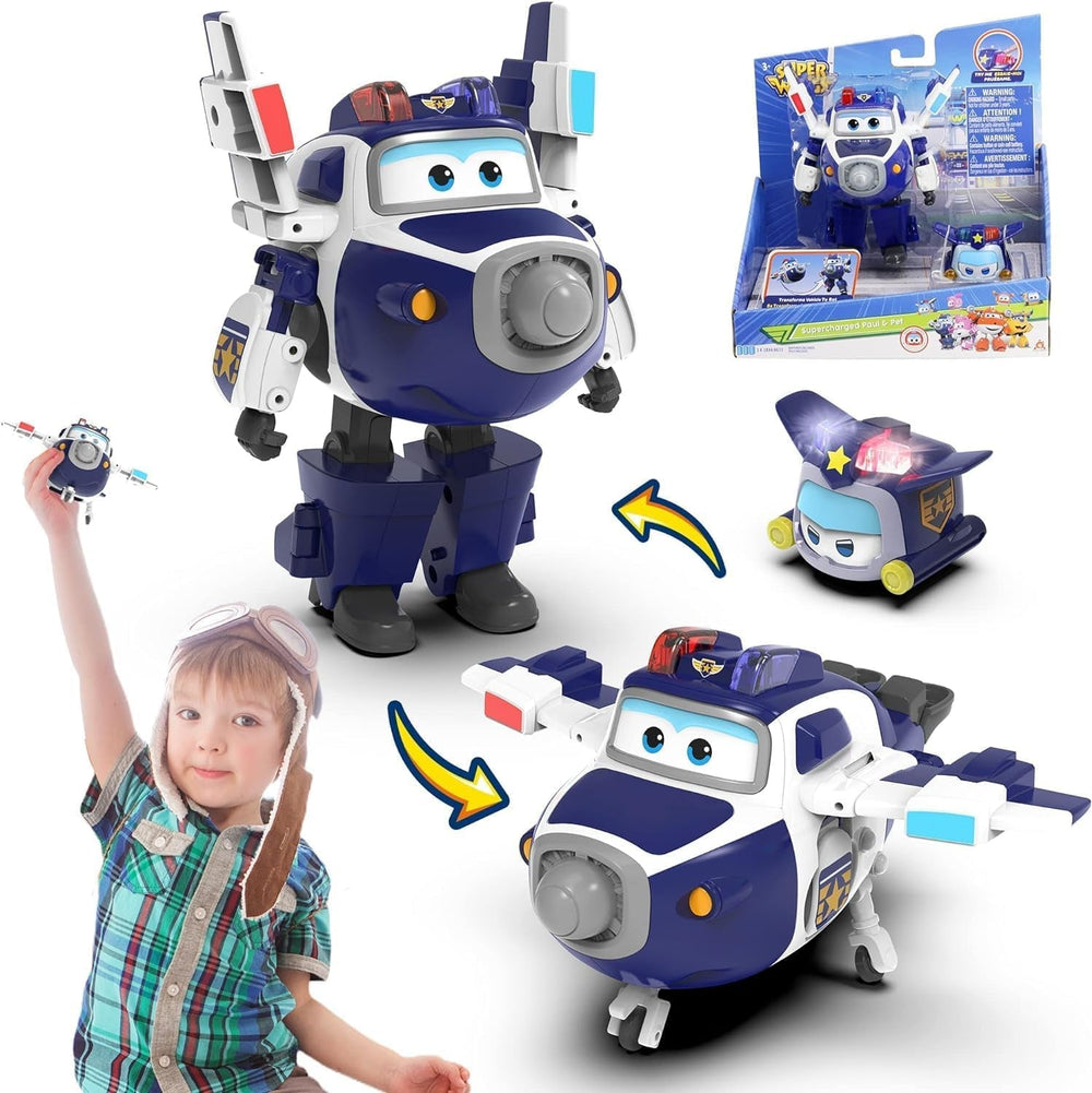 Super Wings EU770447 - Transforming Tino & Pet, figura de juguete transformable aprox. 14,5 cm y mascota con una altura de aprox. 4,3 cm, para niños mayores de 3 años Figuras de acción Naty Shop Paul