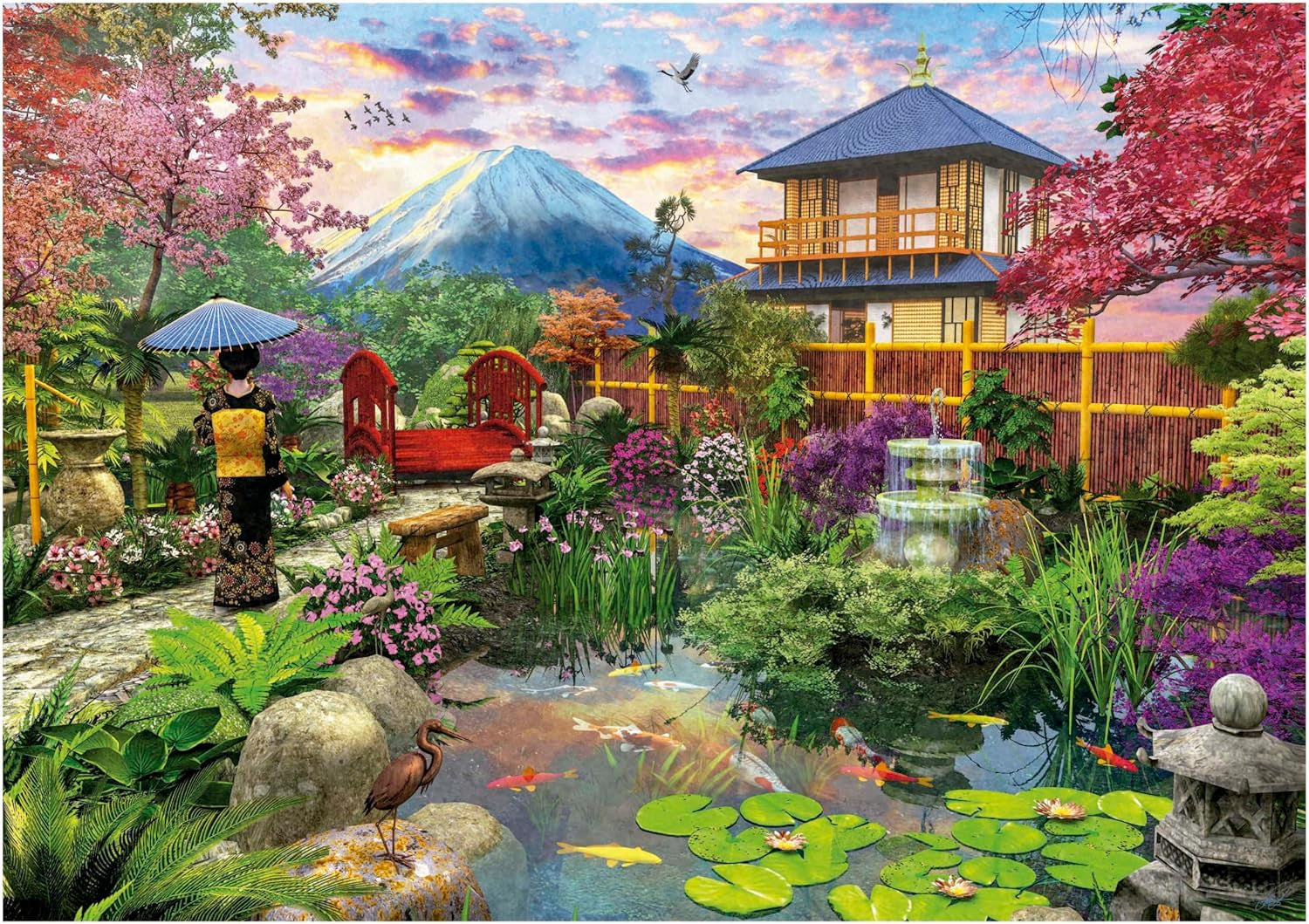 Educa - Puzzle de 1500 piezas para adultos | El jardín japonés. Dimensiones: 85 X 60 cm. Incluye pegamento para rompecabezas Fixpuzzle. Durante 14 años (19937) Puzzle Naty Shop