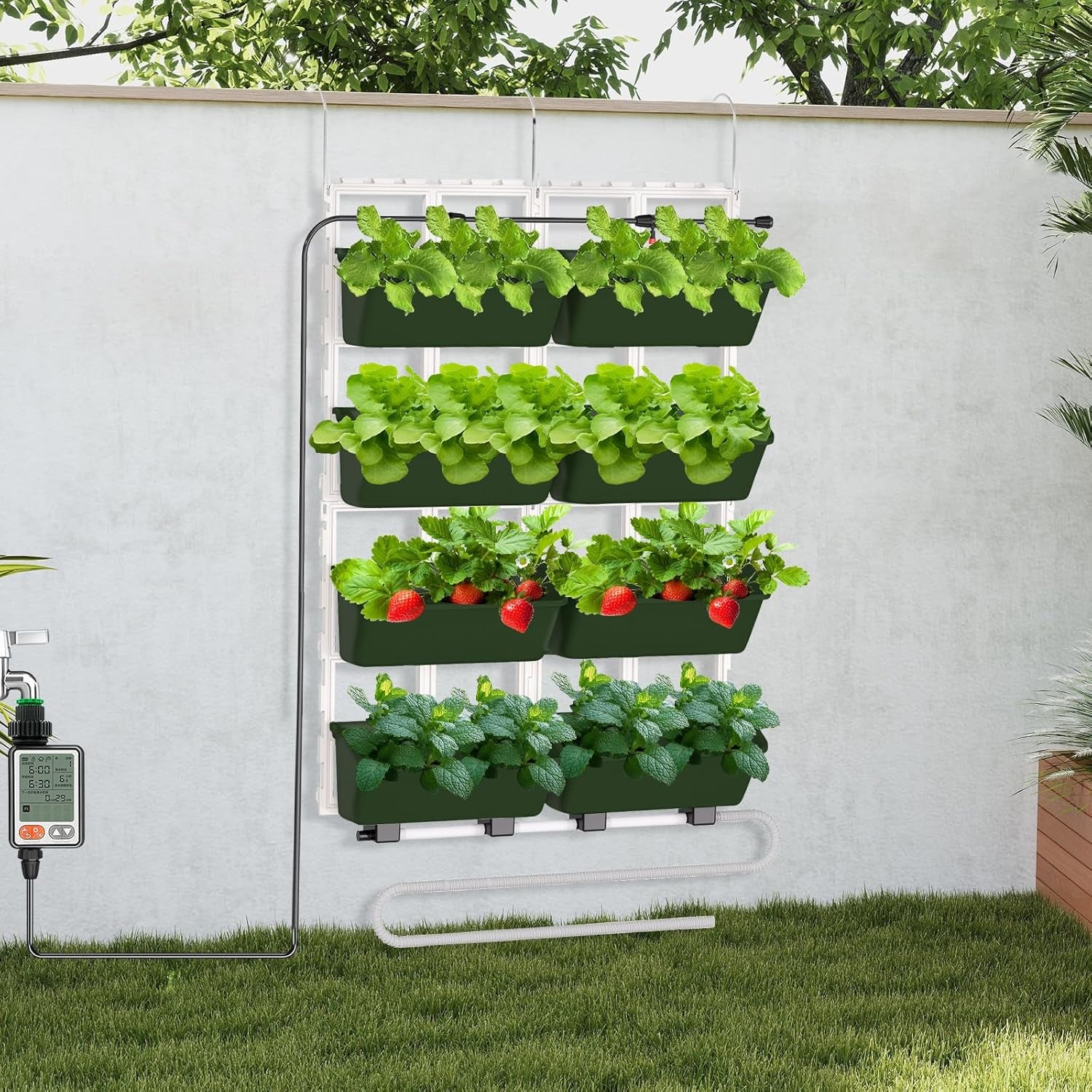 Hängende Vertikale Wand Pflanze, Vertikale Pflanzenwand Balkonbar Pflanzenwand Indoor con Smart-Timer und Wasserpumpe Blumentopf Wand para Hof Garten Balkon Decoración del hogar