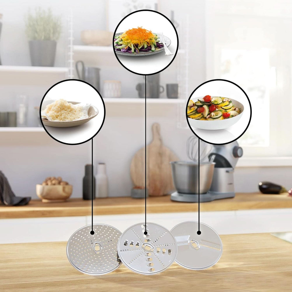 Bosch Küchenmaschine Serie 4 MUM56340, Schüssel 3,9 L, Batidora 1,25 L, Fleischwolf, Zitruspresse, Planetenrührwerk, Knethaken, Schlag-, Rührbesen, Durchlaufschnitzler, 3 Scheiben, 900 W, Silber/Grau Mother and Child Naty Shop