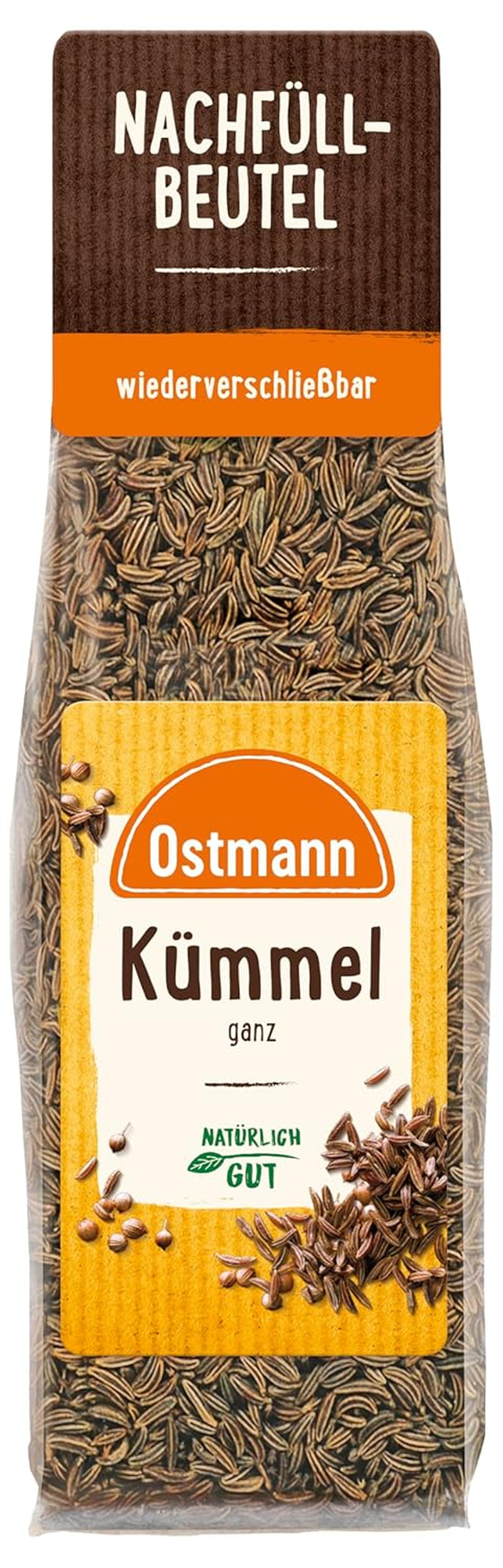 Ostmann Gewürze - Kümmel ganz | Zum Würzen von Brot und Gebäck | Zum Nachfüllen der Streudose | 40 gramos en bolsa