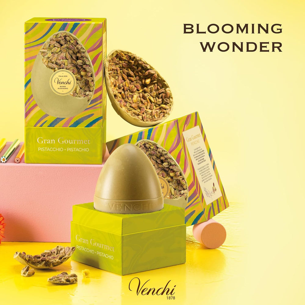 Venchi - Huevo de chocolate, sabor pistacho, con pistacho entero, con sorpresa, sin gluten, 500g, colección Pascua, idea de regalo