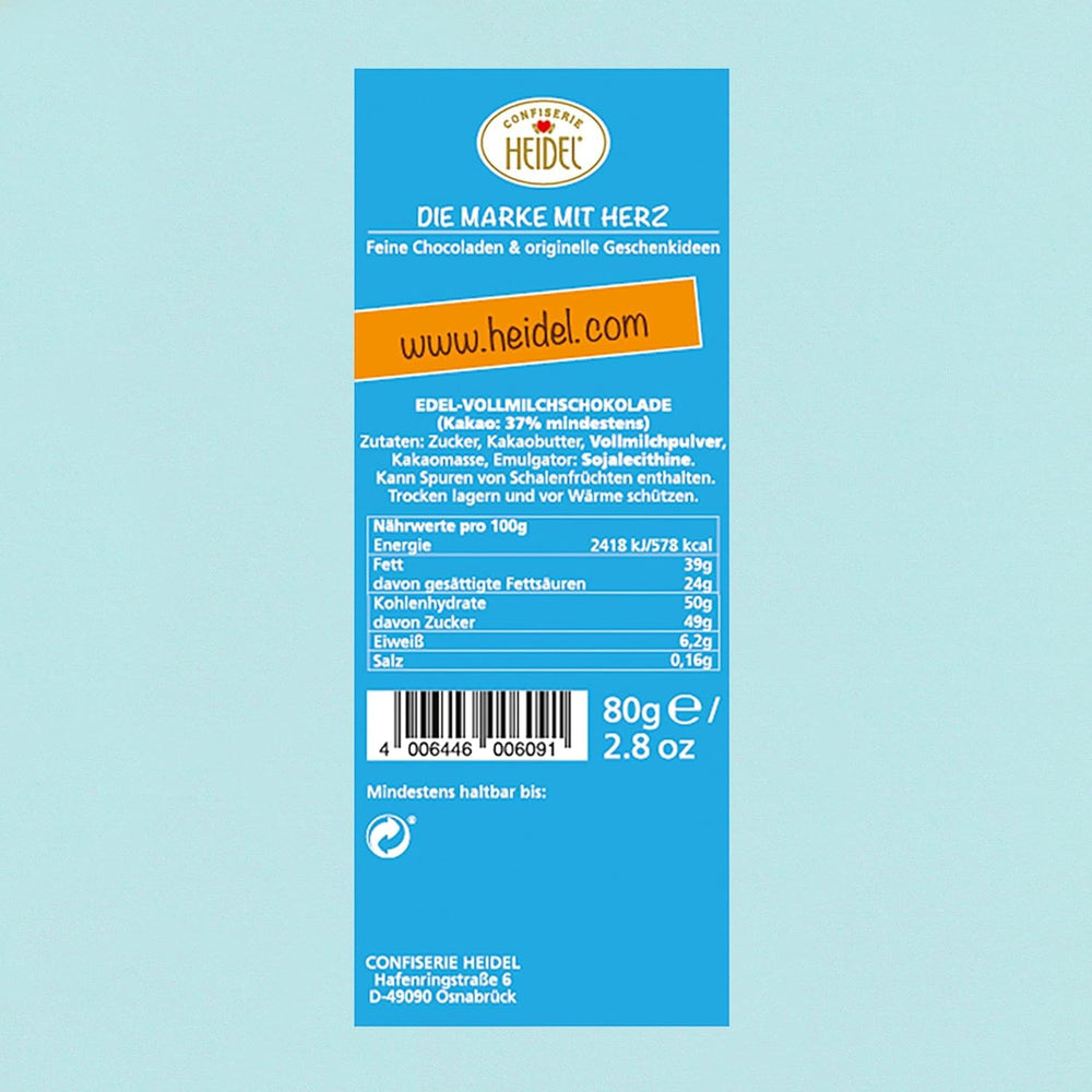 Barras de chocolate con leche Heidel Thank You 3x80 g, 16 minibarras de 5 g por paquete, Varias expresiones de agradecimiento, Exquisita idea de regalo