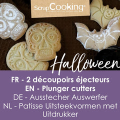 ScrapCooking - 2 Forme de Biscuiți Halloween – Calavera și Liliac – Forme de Biscuiți 3D – Forme de Gofrare – Craniu Mexican – Forme de Biscuiți – 2142