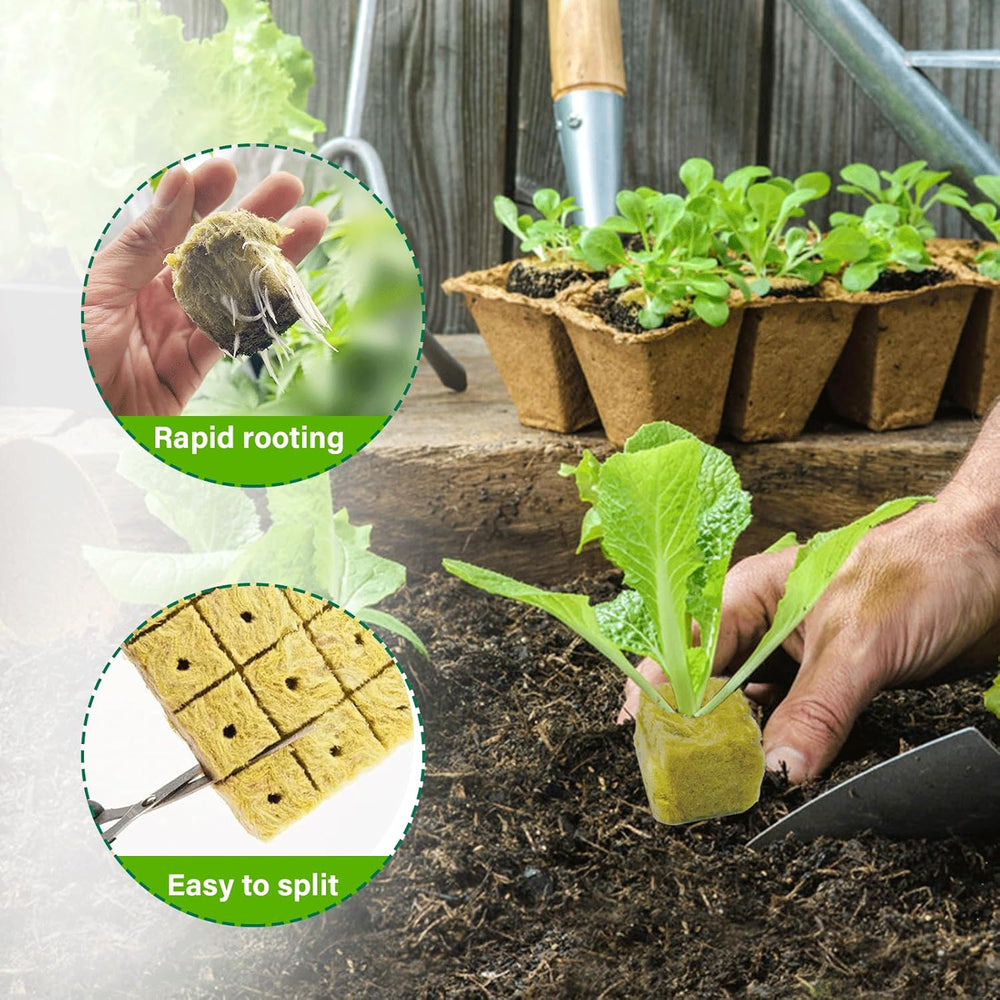 100 Stück Steinwolle Anzucht Würfel 2.5x2.5x2.5CM Rockwool Cube Anzuchtmatte Steinwolle Anbau Hydrokultur Umpflanzen für Bodenlose Anzucht Setzlinge Stecklinge Klonpflanzen