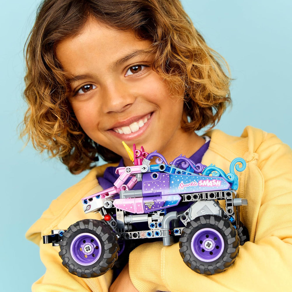 LEGO Technic Monster Jam Sparkle Smash con motor de rueda - Technic Monstertruck & Einhorn Monster Truck Spielzeug - Juegos creativos de 7 años para niños, niñas y niños - 42220