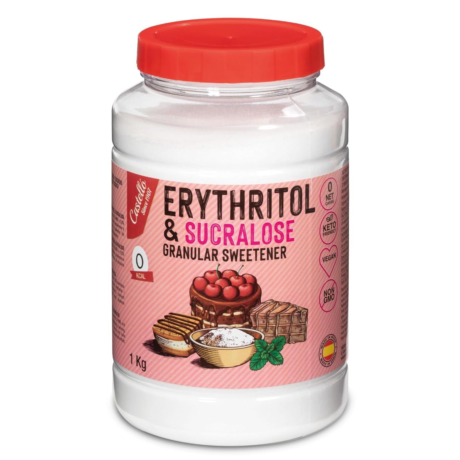 Eritritol + Sucralosa 1:4 Süßstoff | 1G = 4G Zucker | 0 Netto-Kohlenhidrato - 0 Calorien - 0 Índice glykämischer - Keto - Kein GVO - Castello since 1907 - 1 Kg Edulcorantes Naty Shop Título predeterminado