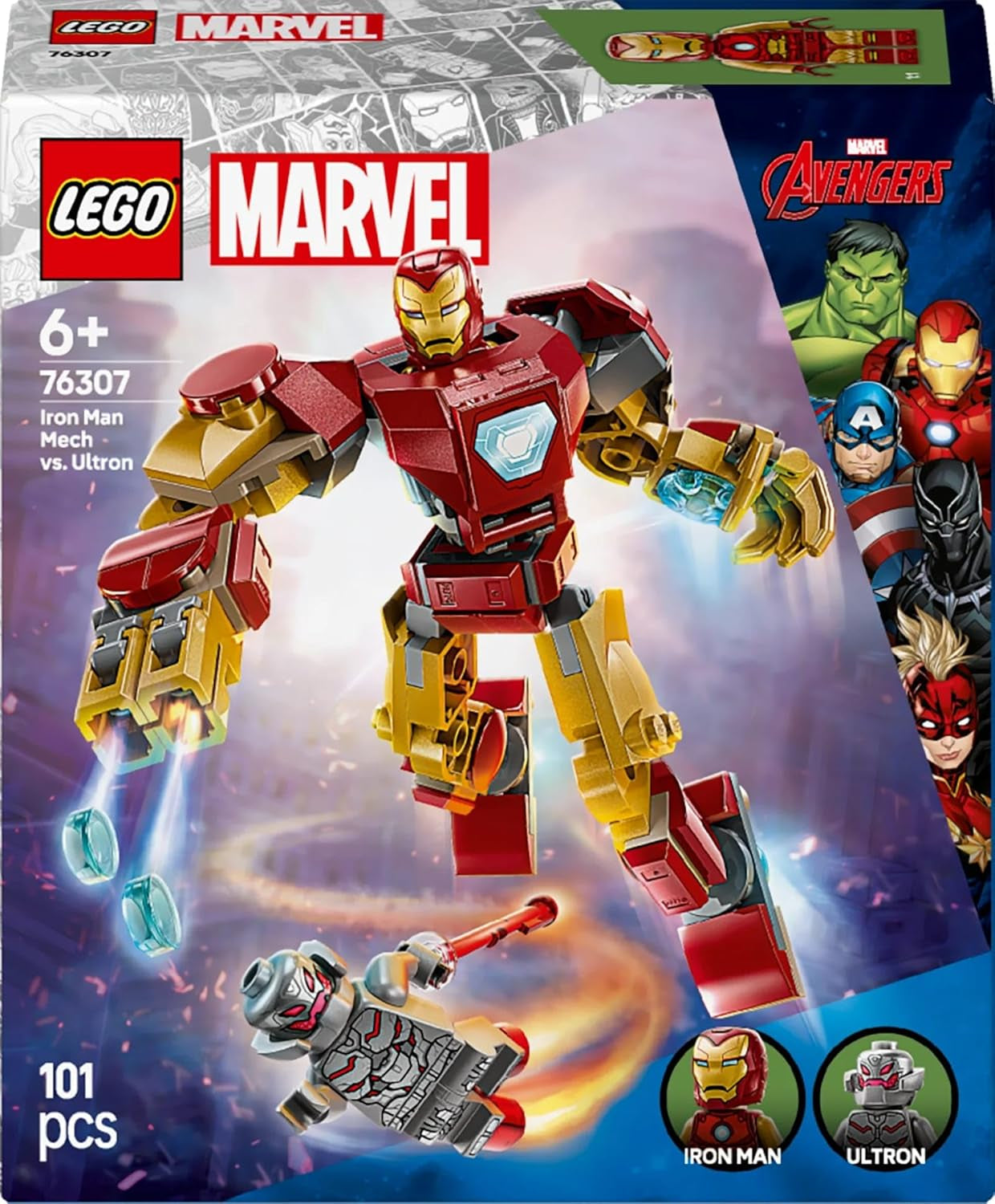 LEGO Marvel Iron Man Mech vs. Ultron - Juguete de superhéroe con 2 minifiguras - Figura de acción con brazos, piernas y dedos móviles - Regalo para niños y niñas a partir de 6 años 76307 Besuche den LEGO-Store Building Sets
