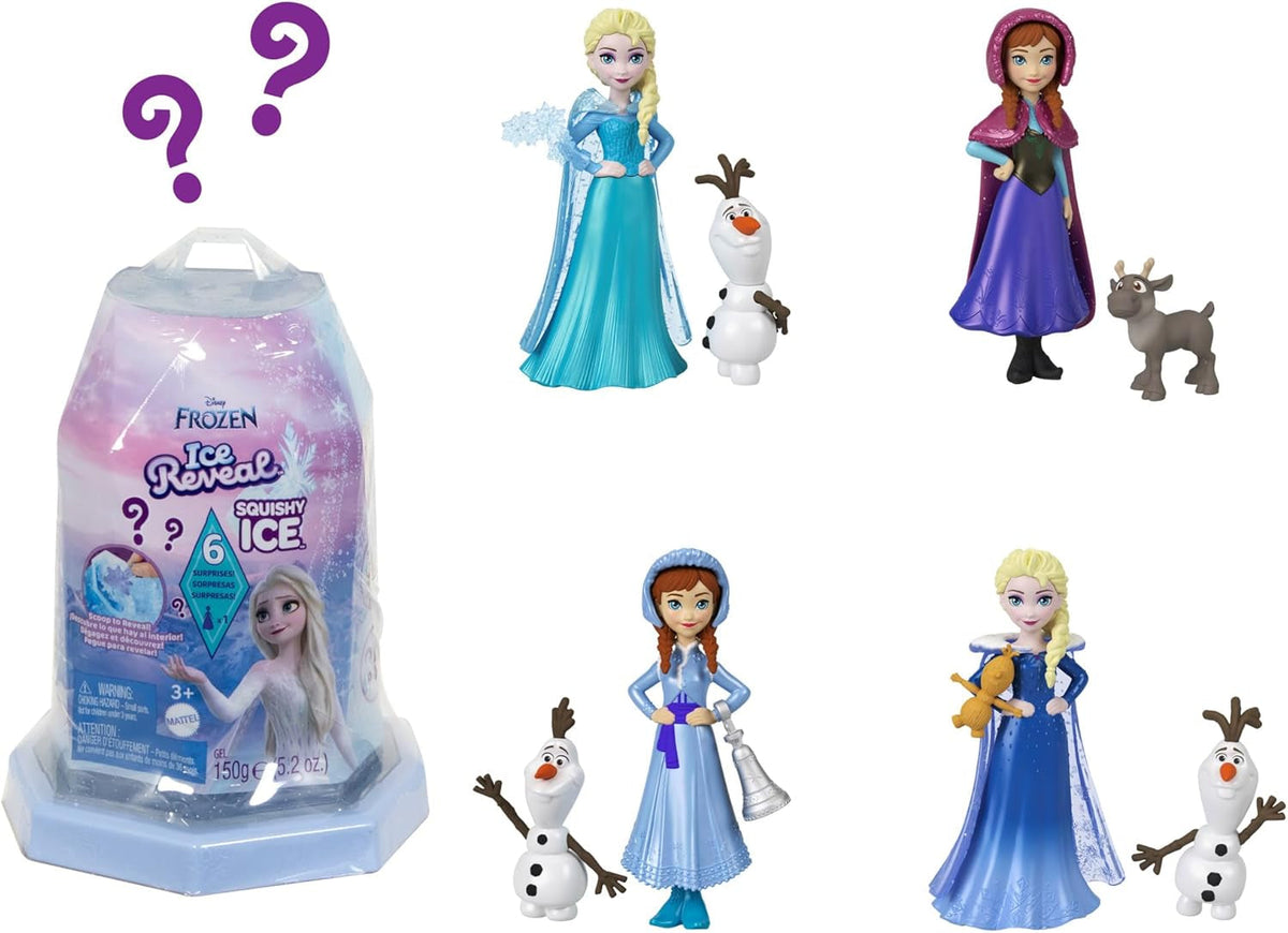Mattel Disney Frozen Ice Reveal Squishy Ice Doll y 6 sorpresas, incluida la figura de Friends y accesorios (las muñecas pueden variar) HRN77 Naty Shop Disney Frozen Ice Reveal Dolls