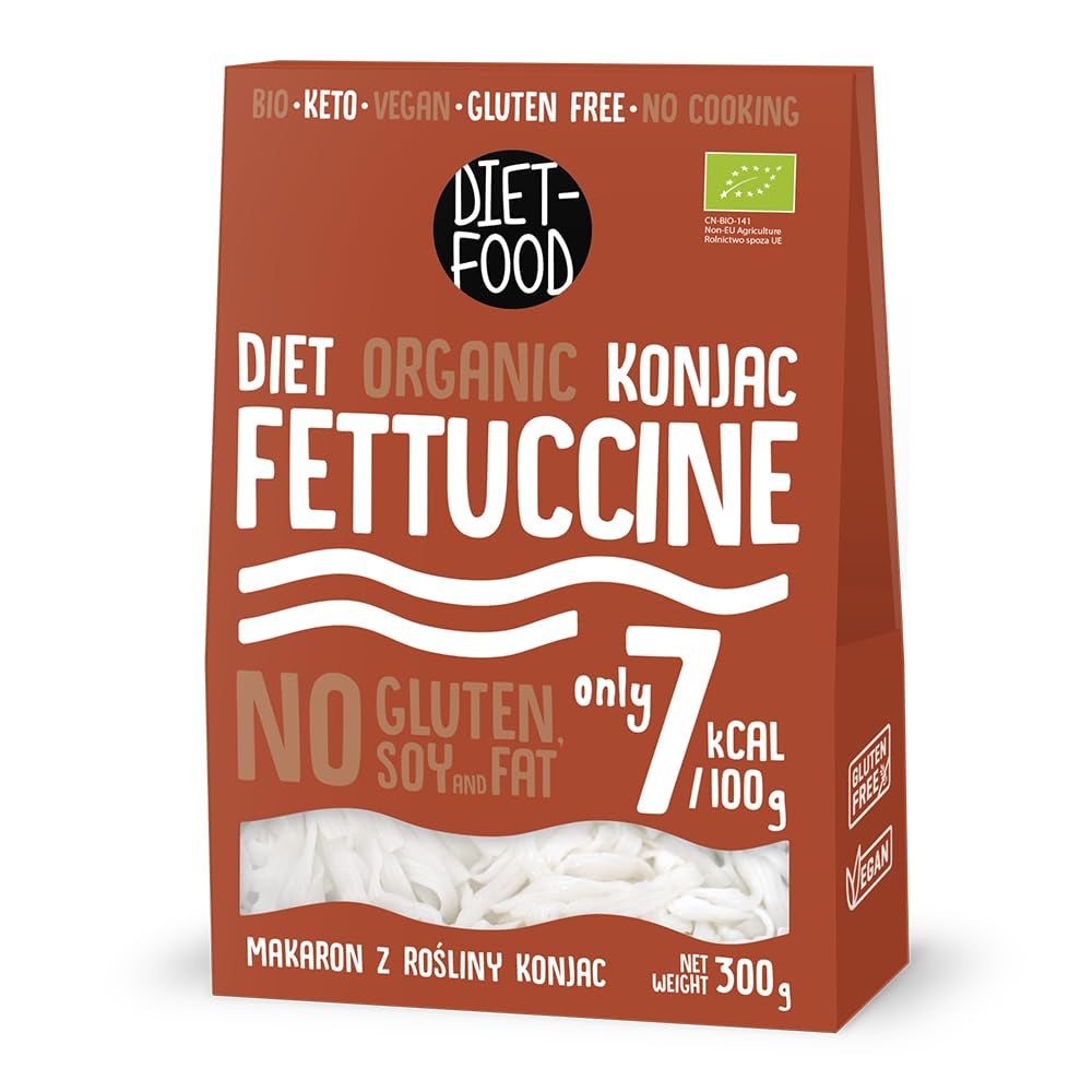 Fettuccine Konjac Noodles Bio Shirataki Diet-Food - 300g, bajo en carbohidratos, sin azúcar, ceto, vegano, bajo en calorías, sin gluten y sin huevo, elaborado con harina de Konjac