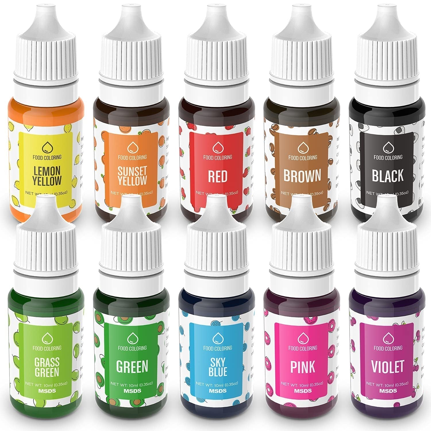 Set 10 coloranti alimentari, lichid, 10 x 10 ml Naty Shop Default Title