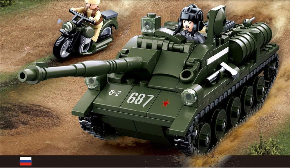 Sluban SL95558, WWII - Alliierter Jagdpanzer(335 Teile)[M38-B0687], Spielset, Klemmbausteine, Soldaten, mit Spielfigur, Army WWII, Multi Color