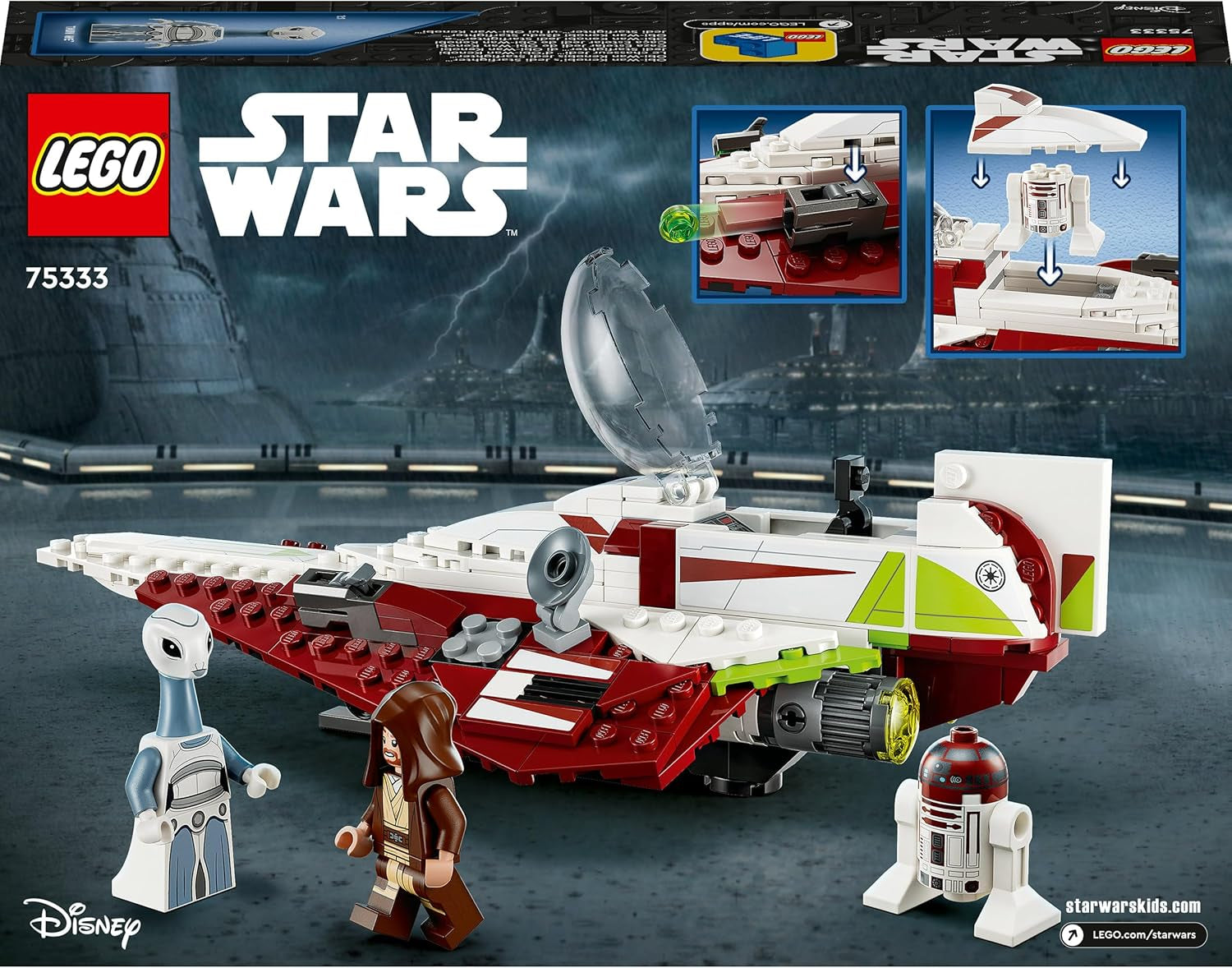 LEGO Star Wars Jedi Starfighter Obi-Wan Kenobi, juguete para construir con Taun We, figura de droide y sable de luz, set El ataque de los clones 75333 Juegos de construcción Besuche den LEGO-Store