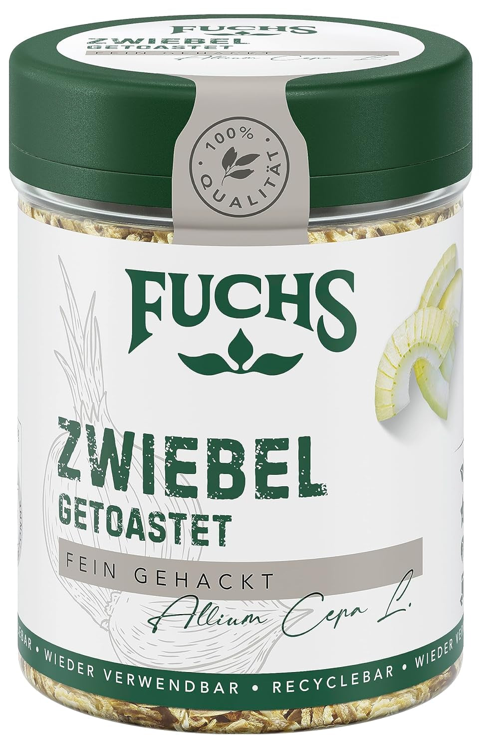 Fuchs Gewürze - Zwiebel getostat - Zwiebeln für Dips, Schmorgerichte oder Hamburger finamente picado - Ingredientes naturales - 55 g en wiederverwendbarer, recyclebarer Dosis