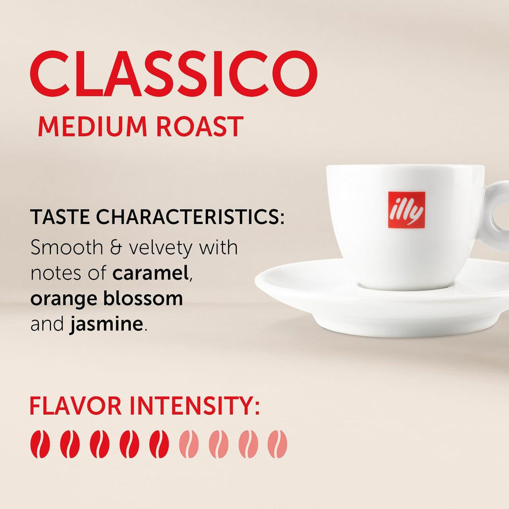illy, Kaffee E.S.E. Pads Einzeldosis CLASSICO, 100% Arabica mit Noten von Orangenblüten und Jasmin, Sanfter Geschmack und Süßer Nachgeschmack, 1 Packung mit 18 kompostierbaren kapseln