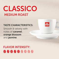 illy, Kaffee E.S.E. Pads Einzeldosis CLASSICO, 100% Arabica mit Noten von Orangenblüten und Jasmin, Sanfter Geschmack und Süßer Nachgeschmack, 1 Packung mit 18 kompostierbaren kapseln