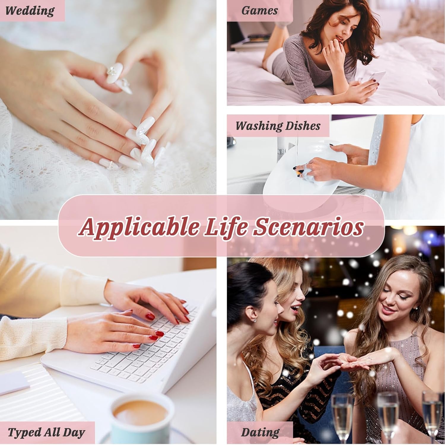 24 bucăți unghii French Press pe unghii, scurte, argintii strălucitoare, cu design, unghii artificiale ovale, unghii de lipit pe unghii acrilice lucioase, unghii false pentru femei și fete