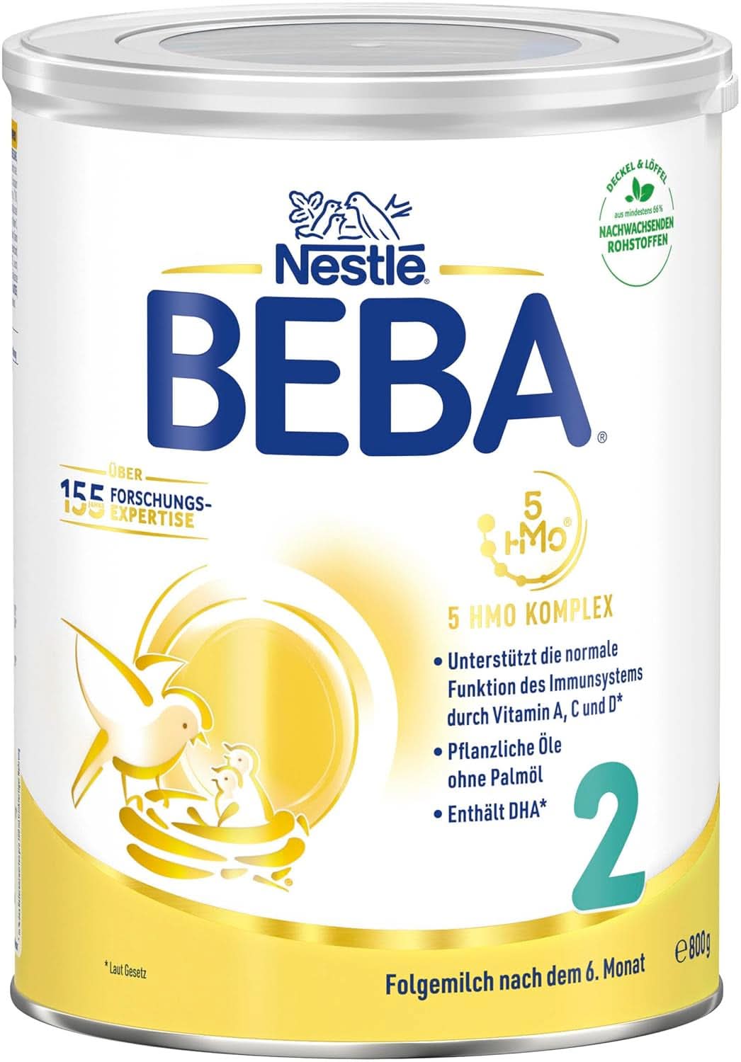 Nestlé BEBA 2 Leche de continuación en polvo a partir de los 6 meses, con complejo 5 HMO, solo lactosa, sin aceite de palma, paquete de 3 (3 X 800G) Mother and Child Naty Shop