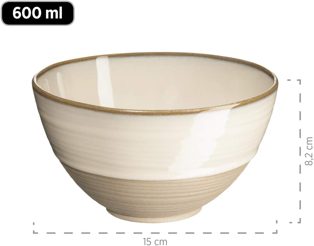 MÄSER 931512 Nottingham Vintage Series Set de veselă pentru 4 persoane, serviciu combinat de 20 de piese cu forme rotunjite neregulate în aspect retro, gresie, bej