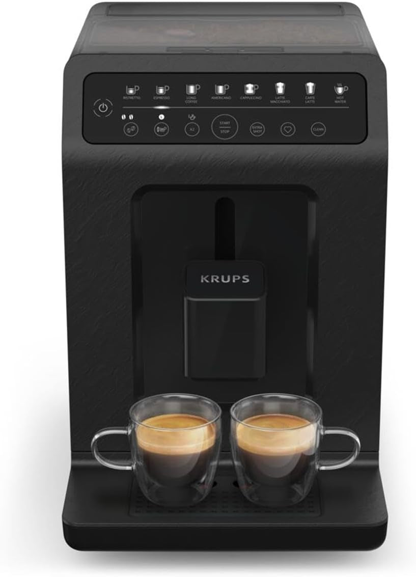 Espressor automat Krups EA897B Evidence ECOdesign, funcție automată espresso și cappuccino, tehnologie Quattro Force, cești cu lapte cu o singură atingere, 8 presetări, sistem lapte, 1450W
