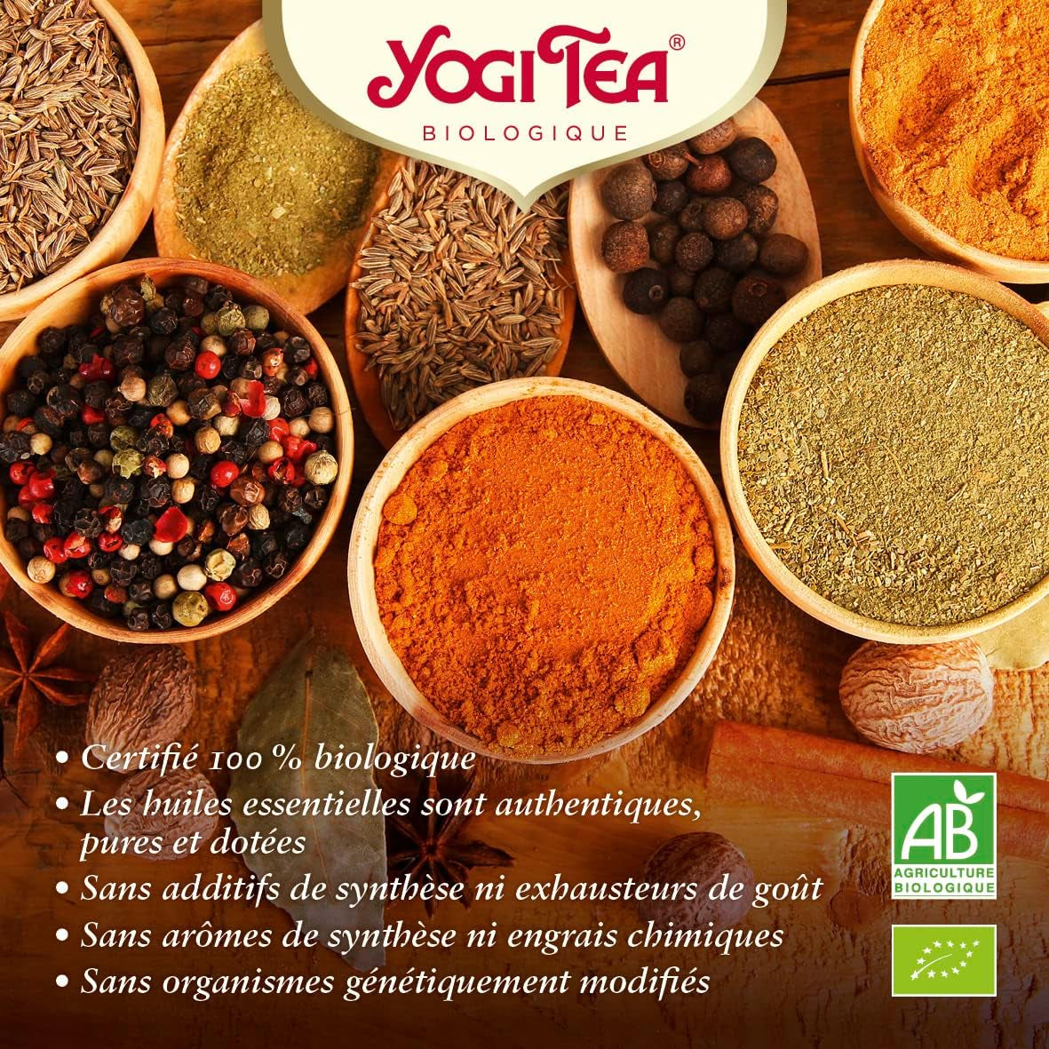 Yogi Tea - Kurkuma Chai, ceai ayurvedic organic cu mirodenii, fără cofeină, amestec de curcuma, scorțișoară și ghimbir, ceai Yogi vrac, pachet de 8 x 90 g (720 g), ideal ca cadou