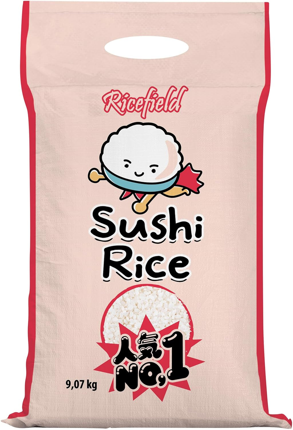 RICEFIELD Arroz para Sushi, Grano Redondo, Japonica - 1 x 9,07 kg