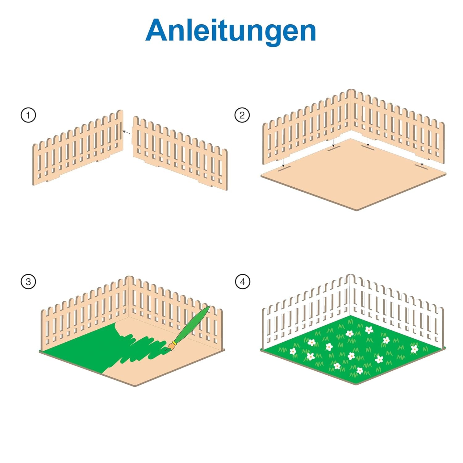 Baker Ross FN256 Mini casă de păpuși din lemn, grădină - 1 pachet, kit casă de păpuși pentru copii, kit de artizanat