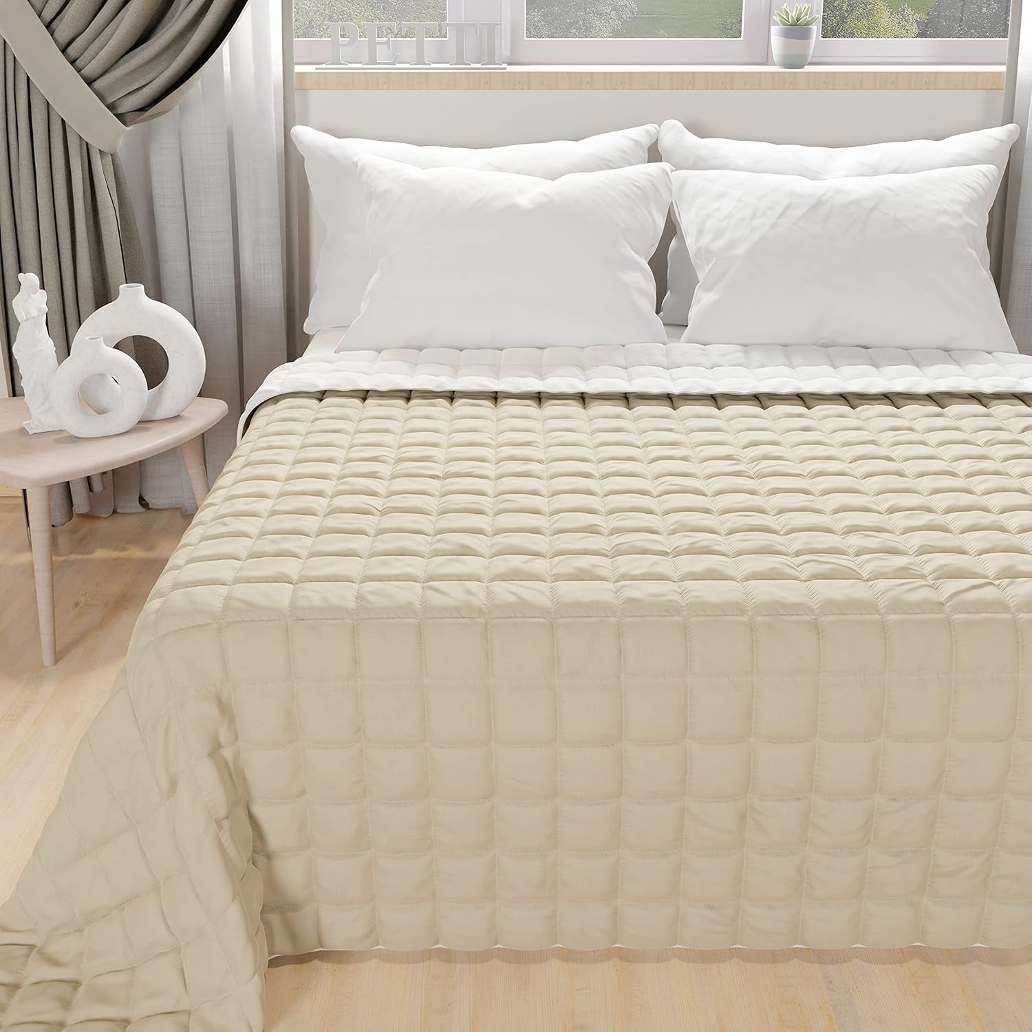 PETTI Artigiani Italiani - Edredón para cama individual, edredón de doble cara, edredón de primavera, azul medianoche, blanco, 100% Made in Italy Edredones y edredones Naty Shop Azul Cama 120 (220X260 Cm)