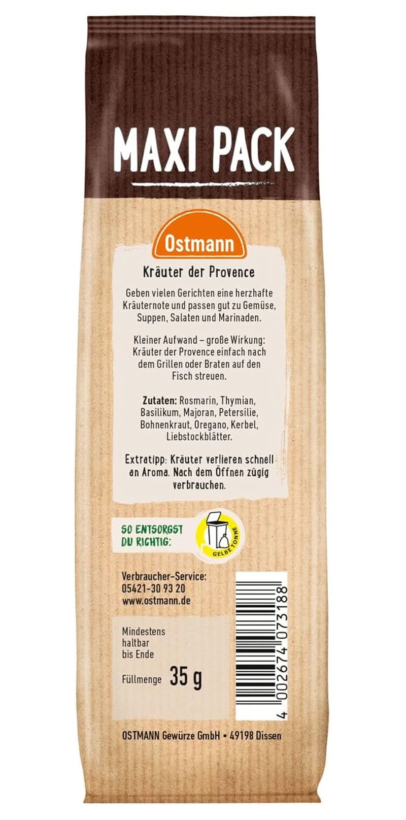 Ostmann, mezcla de hierbas mediterráneas para guisos, pizzas y pastas, 35 gramos Naty Shop