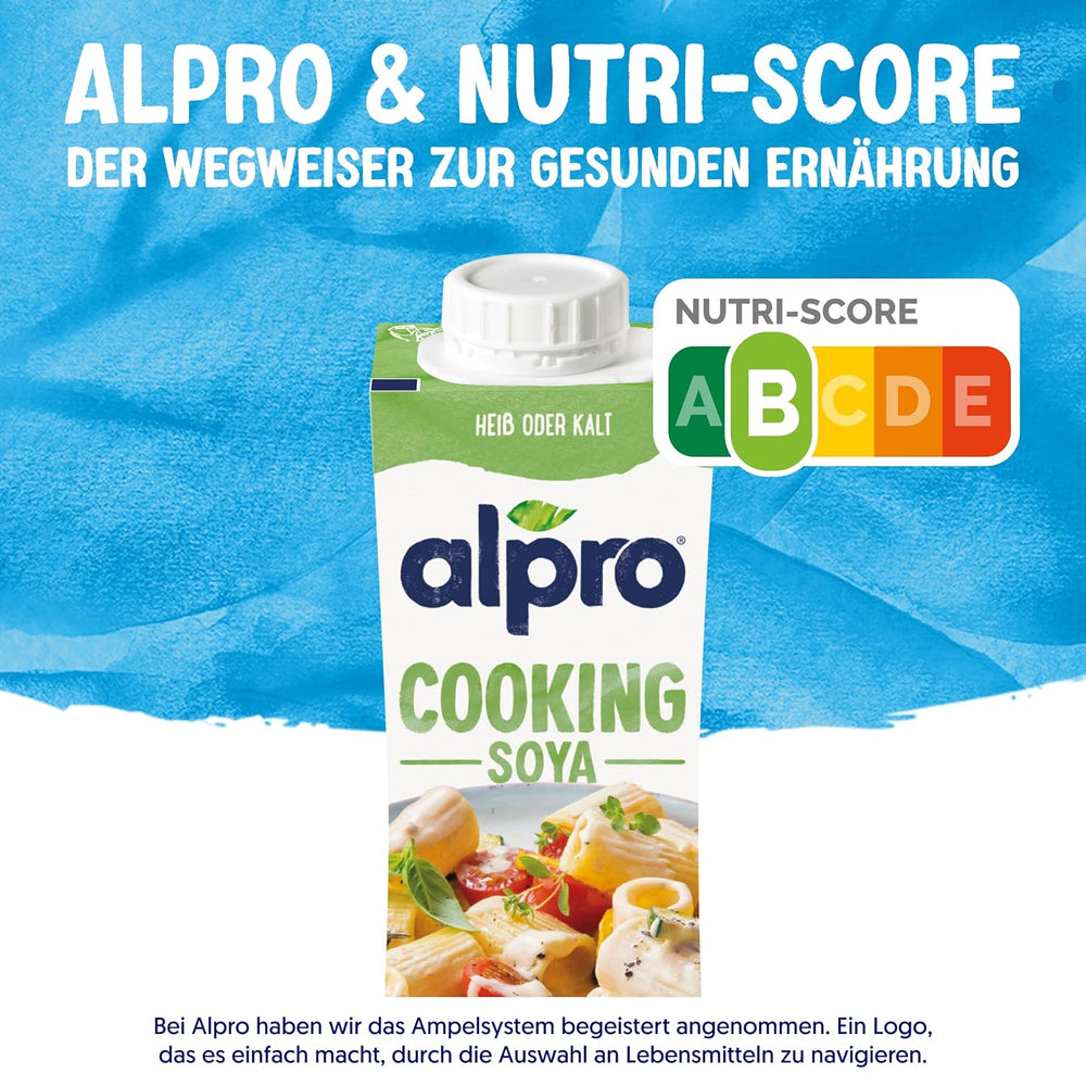 Alpro Cooking Soya – Kochcreme aus Soya vegana con sabor neutro para platos fríos y calientes – 15 x 250 ml