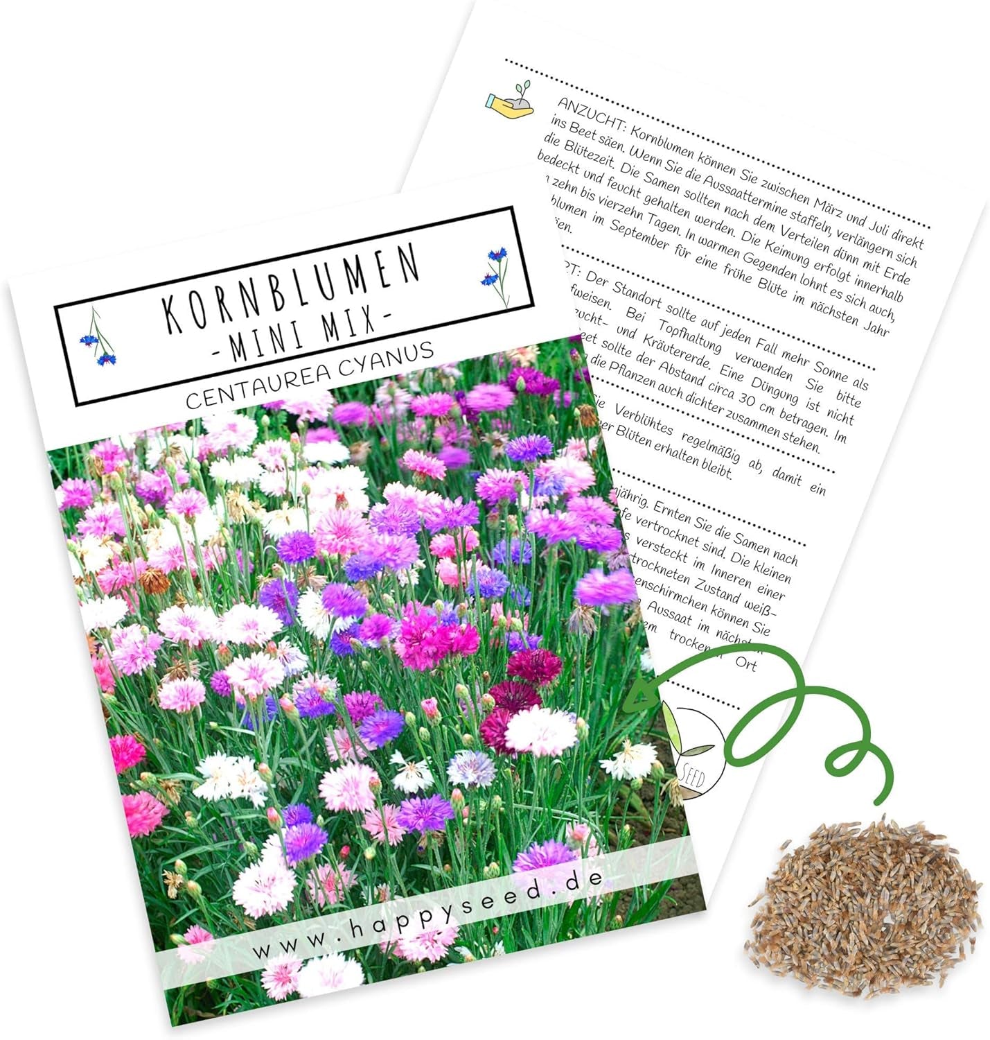 Semillas de Centaurea cyanus - Flores hermosas y vibrantes con un largo período de floración para un prado de flores colorido (Mezcla, 1000 semillas, 80 cm)