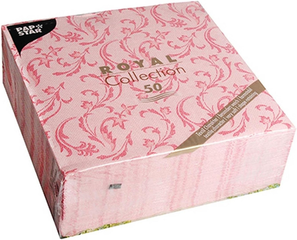 Papstar, 50 de șervețele "ROYAL Collection" 1/4 fold 40 Cm X 40 Cm Bordeaux "Damascato", #84999