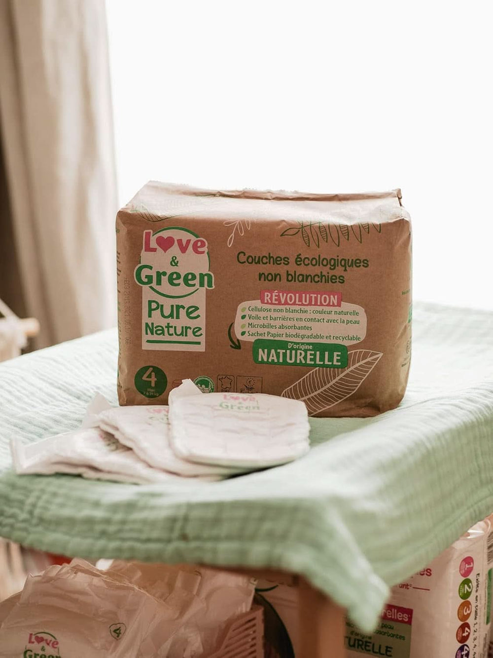 Love Green Nature, pañales ecológicos sin blanquear, sin cloro, varias tallas Madre e Hijo Naty Shop