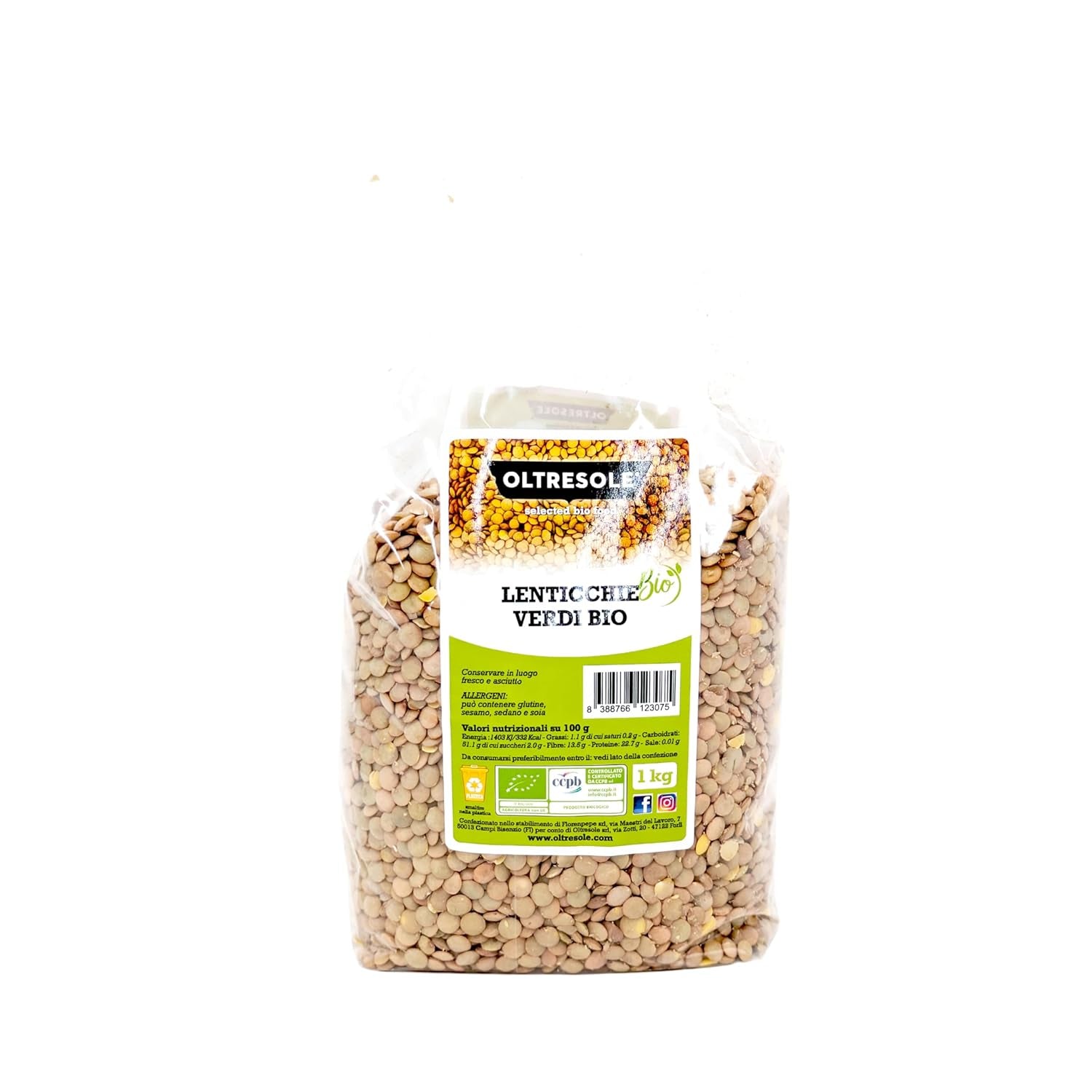 Linte verde organică 5 kg, leguminoase organice întregi, sursă de proteine și fibre, bogate în fibre și minerale, pachet economic