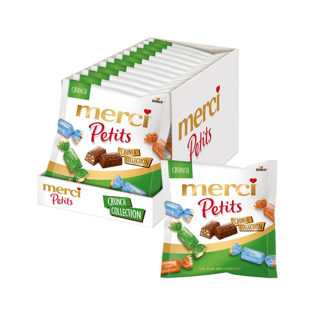 Merci Petits Crema de Café - 12 x 125 g - Pequeños bombones de chocolate blanco sobre chocolate fino con crema de café - Bombones de chocolate envueltos individualmente