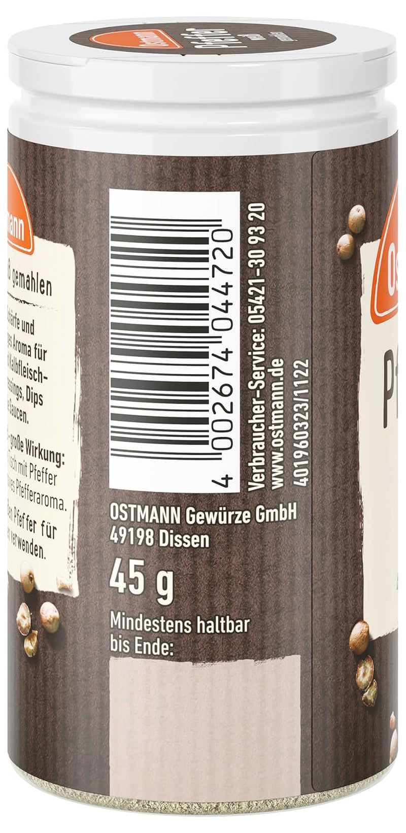 Ostmann Pfeffer blanco gemahlen, 45 g