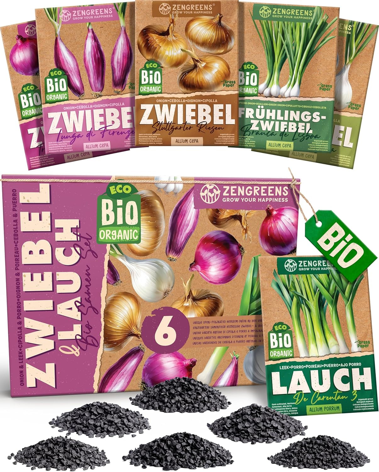 Semillas de Albahaca Orgánicas en un Juego de 6 - 6 Semillas de Albahaca para un fácil Cultivo en el jardín, balcón o Cama elevada - Semillas de Plantas - Plántulas