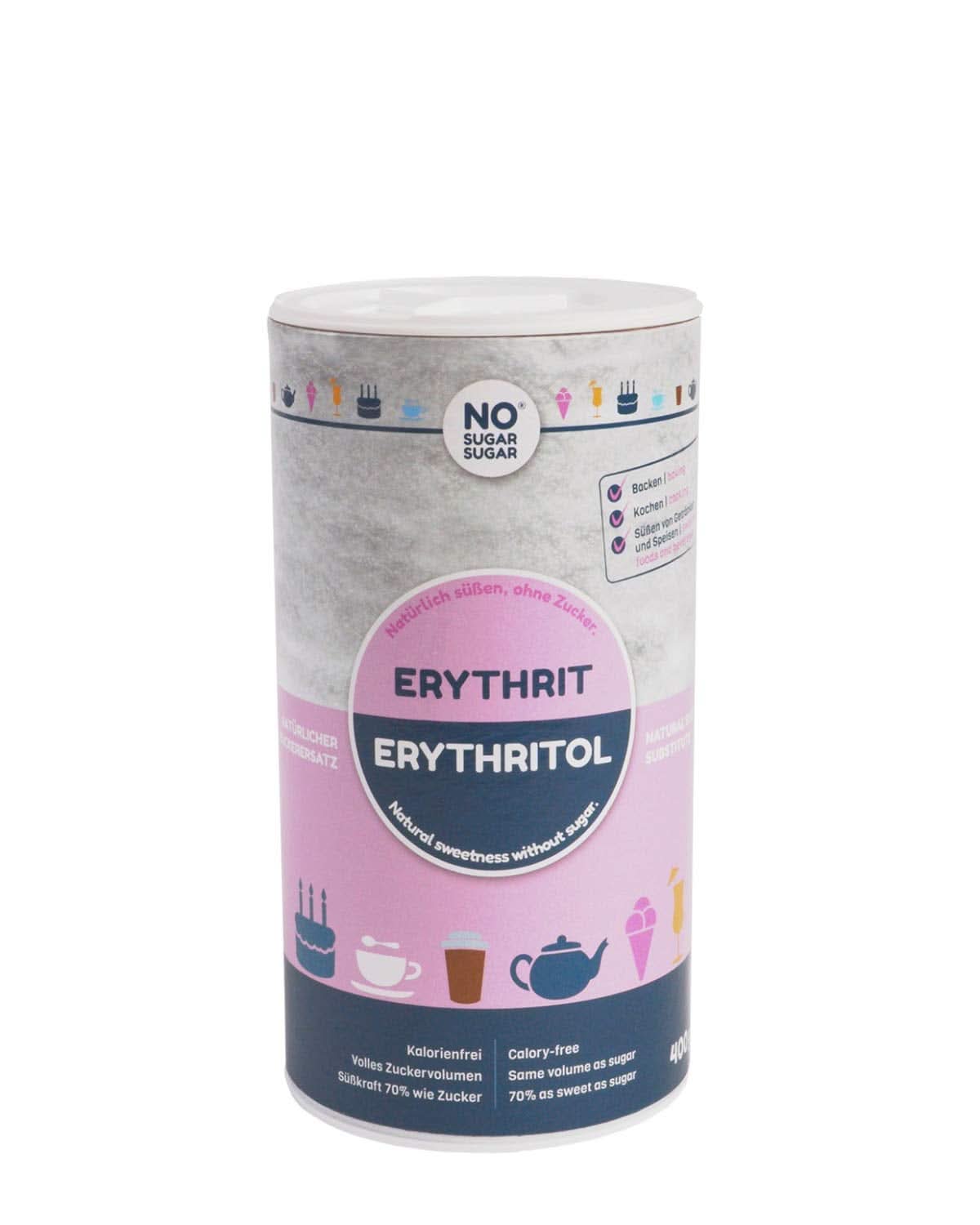 No Sugar, Erythritol natural fără calorii, utilizabil ca înlocuitor de zahăr, 4,5 Kg Indulcitori Naty Shop 400 grame