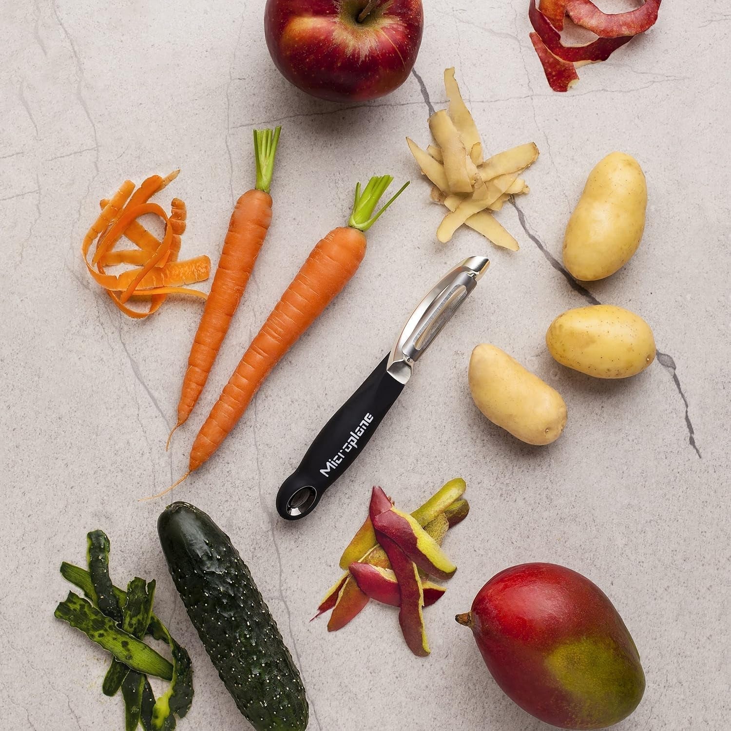 Naty Shop Pelador Ambidiestro Profesional Microplane de Doble Hoja de Acero Inoxidable