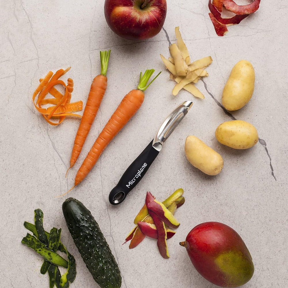 Naty Shop Pelador Ambidiestro Profesional Microplane de Doble Hoja de Acero Inoxidable