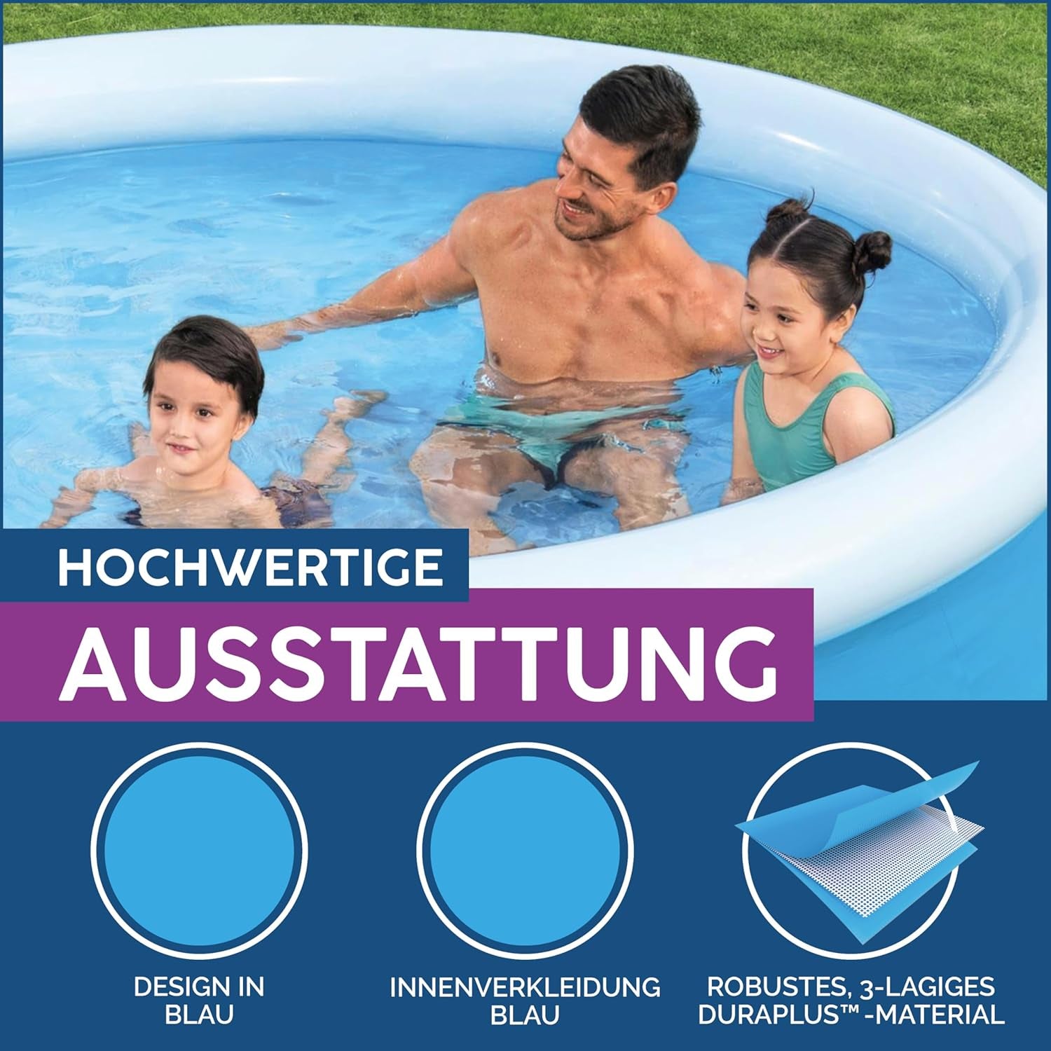 Piscina elevada Bestway Fast Set sin bomba 305 x 66 cm, azul, redonda (57456)