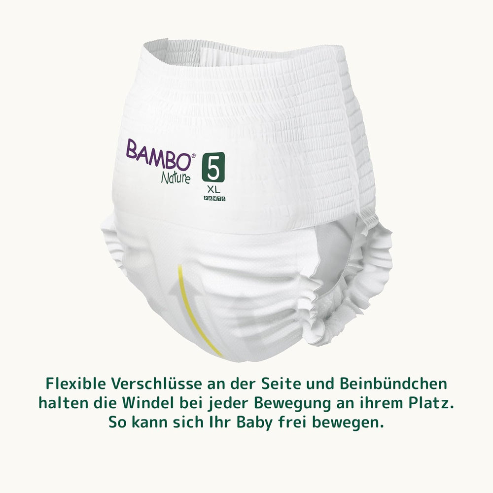 Pañales Bambo Nature, talla 5 (11-17 kg) - Caja mensual de 95 | Pañales con protección mejorada contra fugas | Máxima comodidad y libertad para niños activos | Pañales testados dermatológicamente