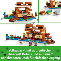 LEGO Minecraft La Casa de la Rana, casa de juguete con figuras que incluyen zombi, limo y hombre que se ahoga, además de accesorios como bote de juguete y banco de trabajo, regalo para niños y niñas a partir de 8 años 21256 Juegos de construcción Besuche den LEGO-Store